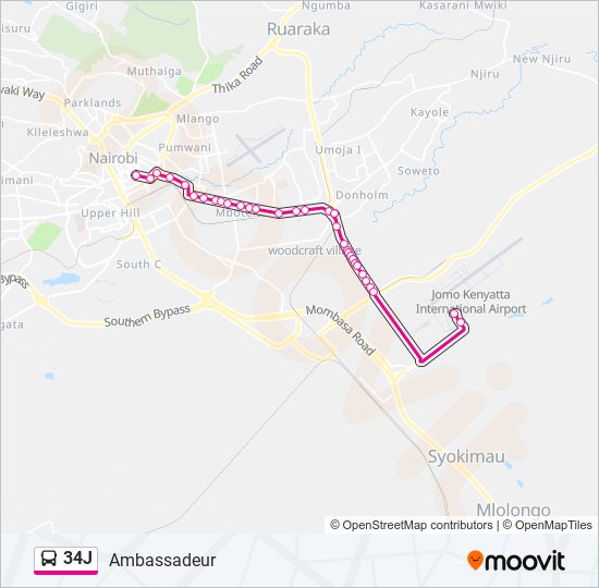 34J bus Line Map