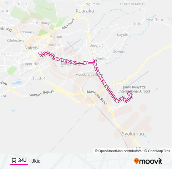 34J Bus Line Map