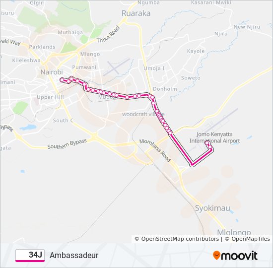 34J bus Line Map