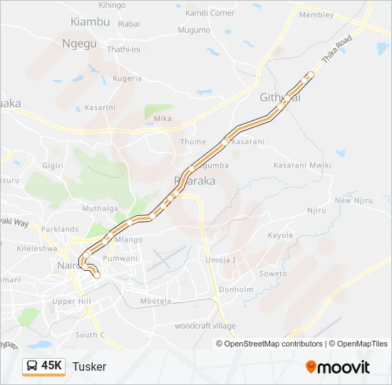 45K Bus Line Map