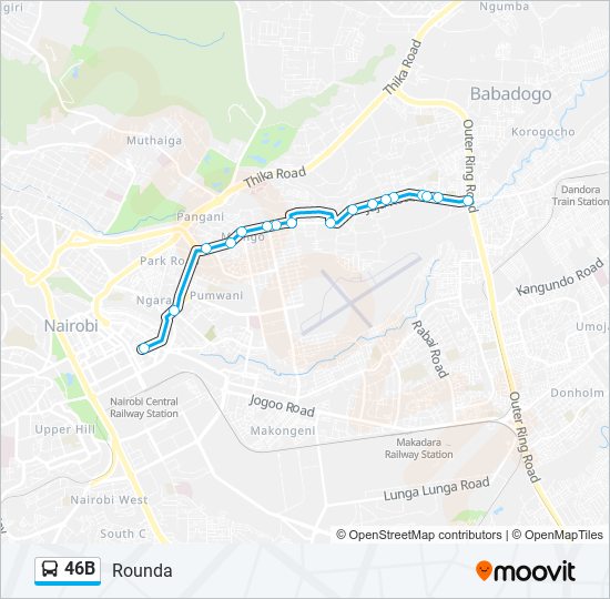 46B bus Line Map