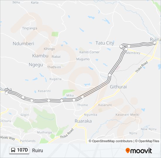 107D bus Line Map