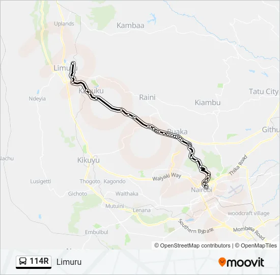 114R Bus Line Map