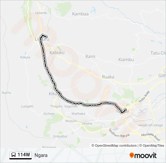 114W Bus Line Map