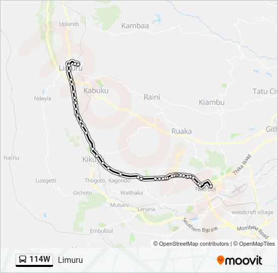 114W Bus Line Map