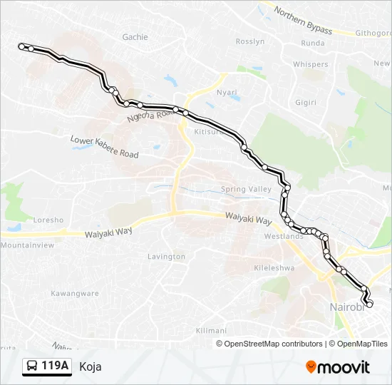 119A Bus Line Map