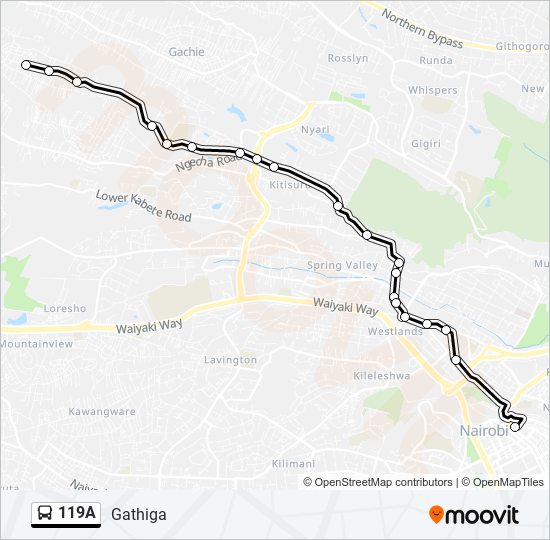 119A bus Line Map