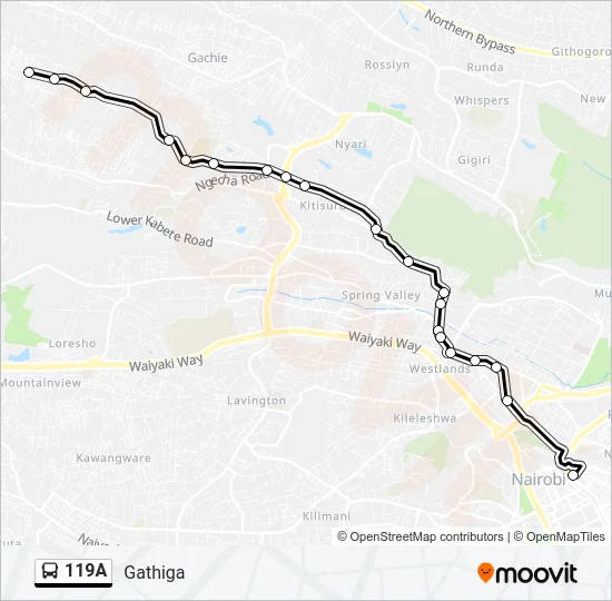 119A Bus Line Map