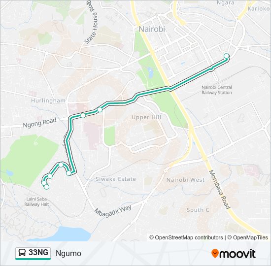 33NG bus Line Map