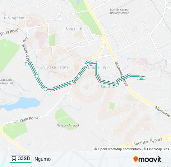 33SB bus Line Map