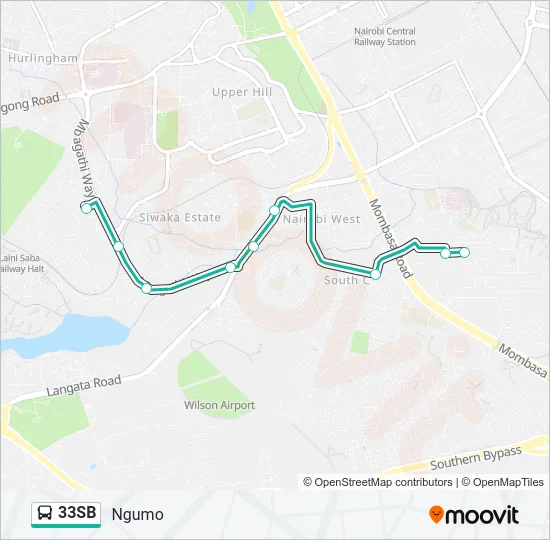 33SB Bus Line Map