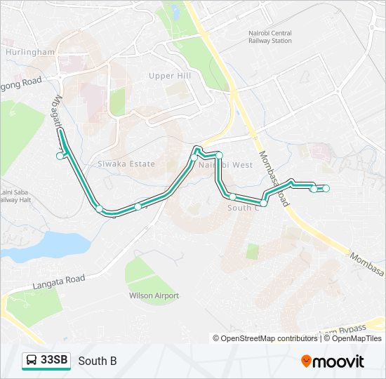 33SB Bus Line Map