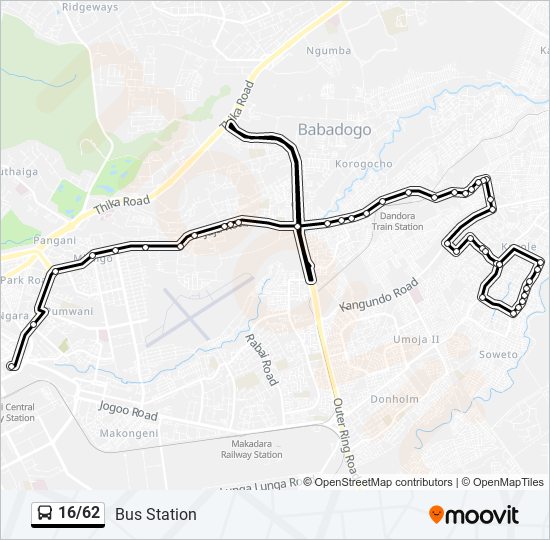 16/62 bus Line Map