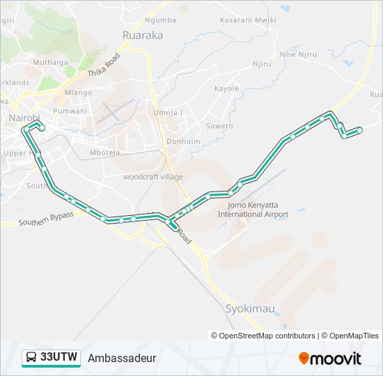 33UTW bus Line Map