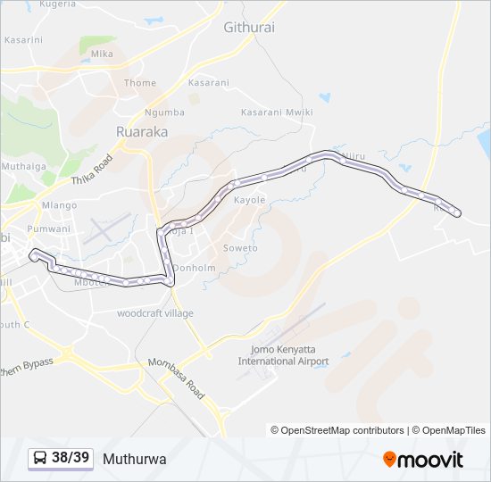 38/39 bus Line Map