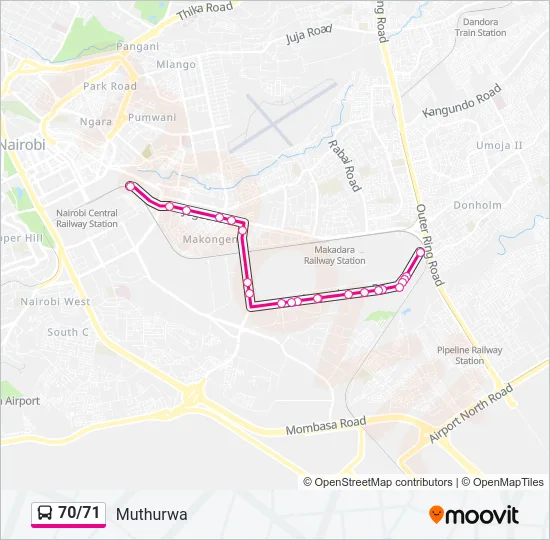 70/71 Bus Line Map