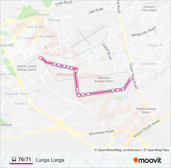 70/71 Bus Line Map