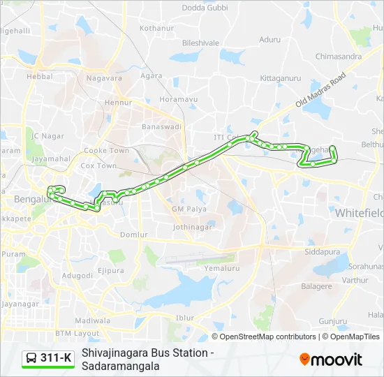 311-K Bus Line Map