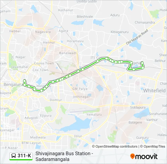 311-K Bus Line Map
