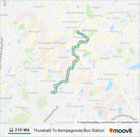 210-WA Bus Line Map