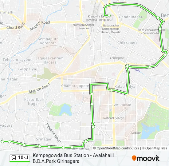 10-J Bus Line Map