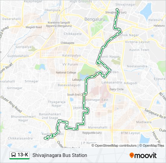 13-K Bus Line Map