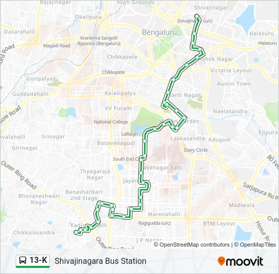 13-K Bus Line Map
