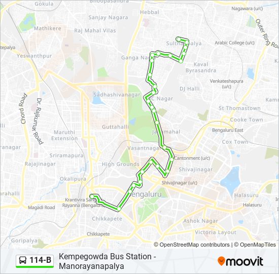 114-B bus Line Map