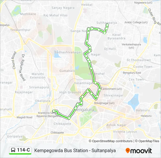 114-C Bus Line Map