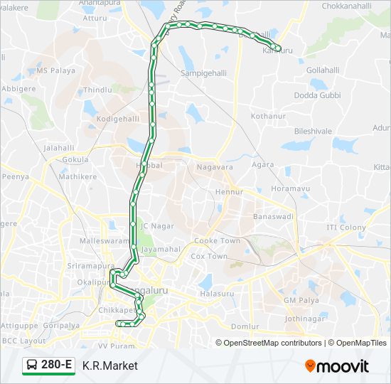 280-E Bus Line Map