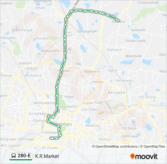 280-E Bus Line Map