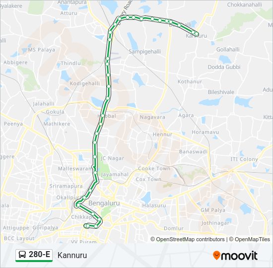 280-E Bus Line Map