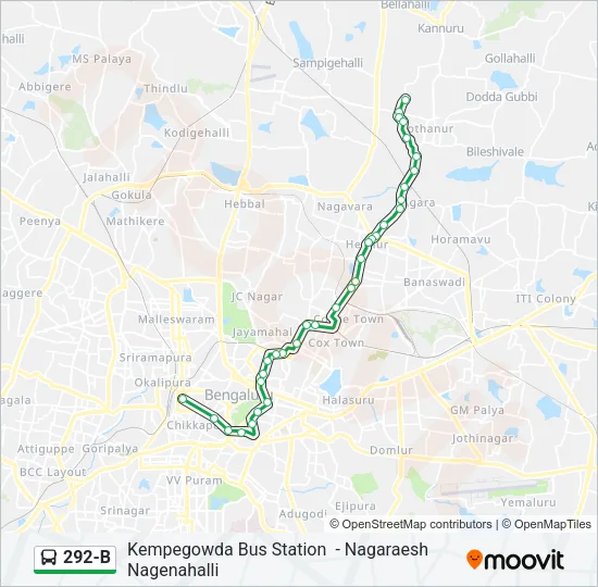 292-B Bus Line Map