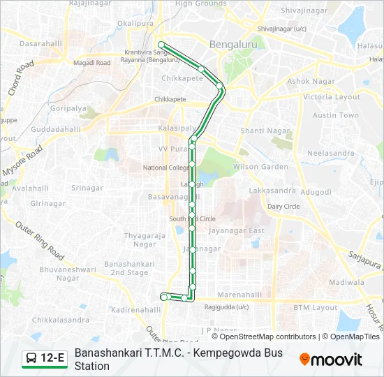 12-E Bus Line Map