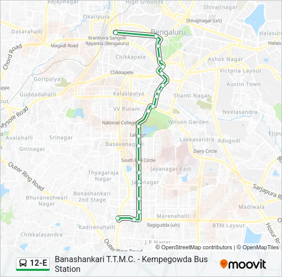 12-E Bus Line Map