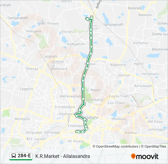 284-E Bus Line Map