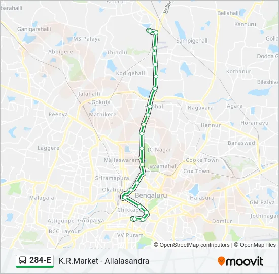 284-E Bus Line Map