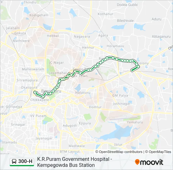 300-H Bus Line Map