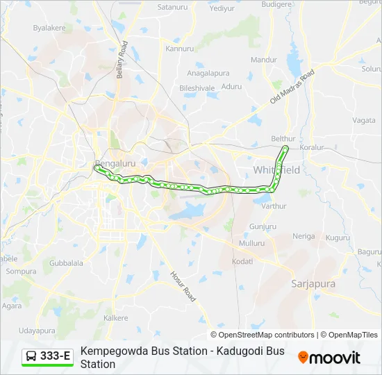 333-E Bus Line Map