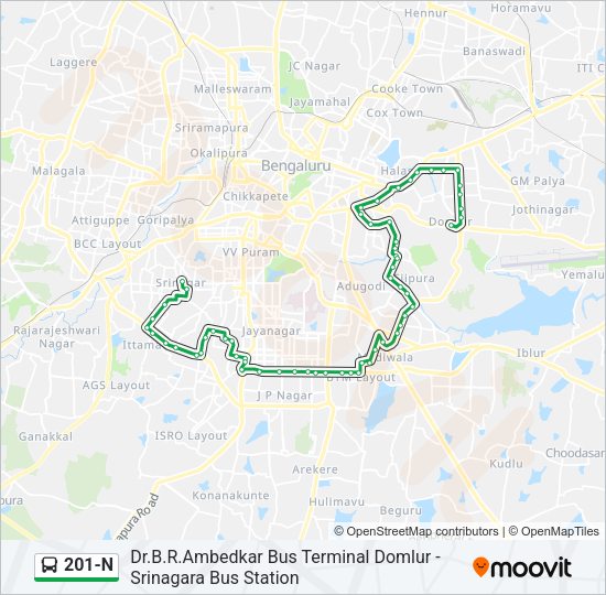 201-N Bus Line Map