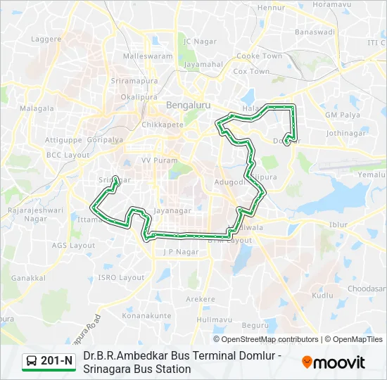 201-N Bus Line Map