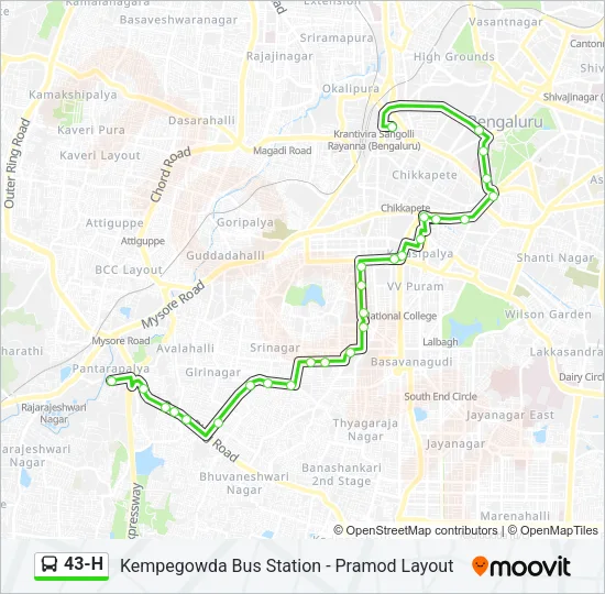 43-H Bus Line Map
