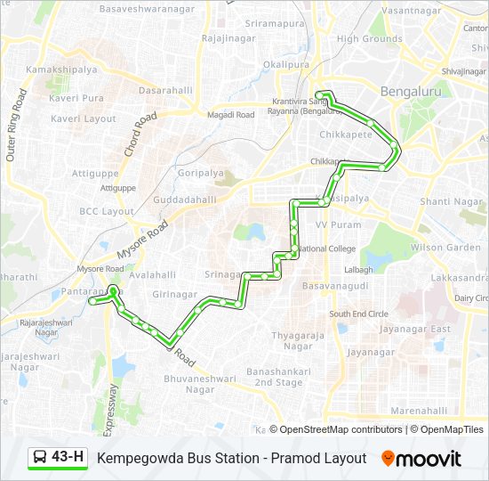 43-H bus Line Map