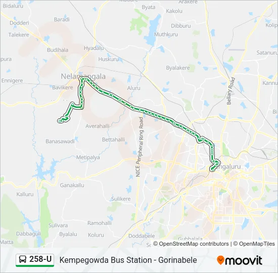 258-U Bus Line Map