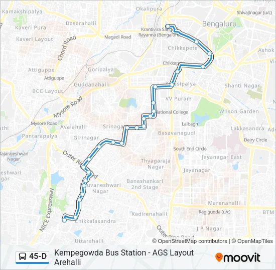 45-D Bus Line Map