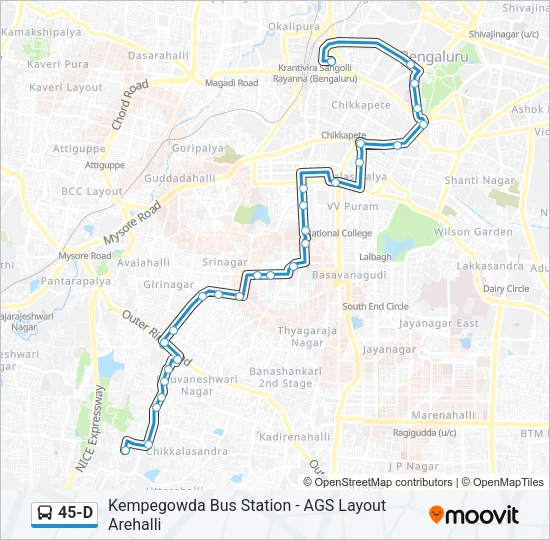 45-D Bus Line Map