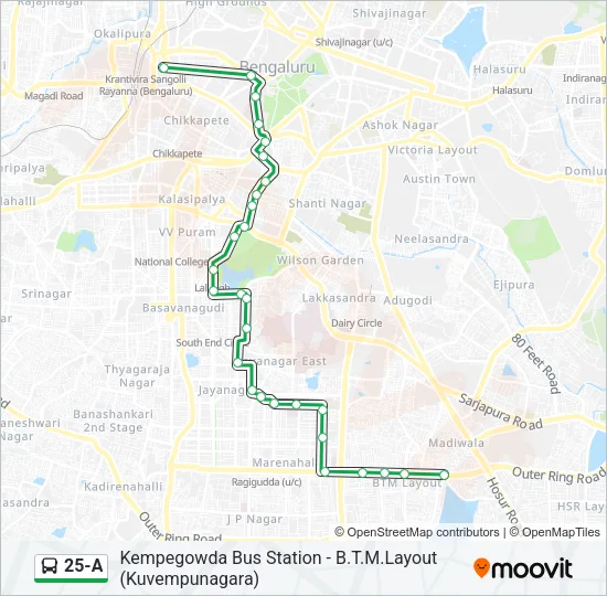 25-A Bus Line Map
