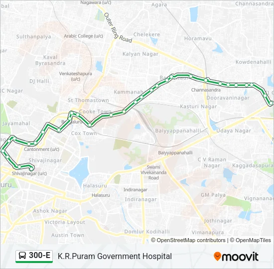 300-E Bus Line Map