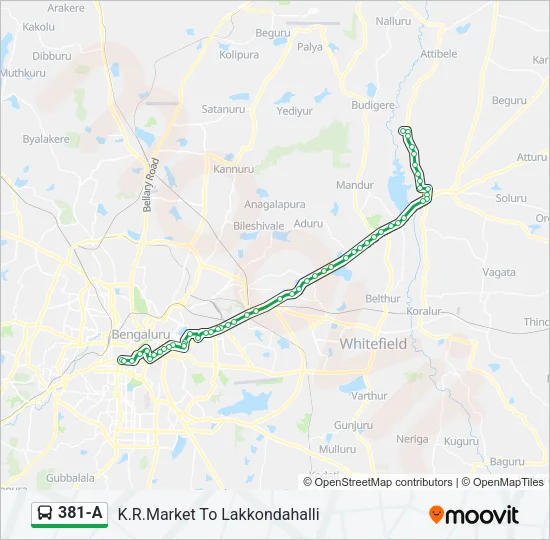 381-A Bus Line Map