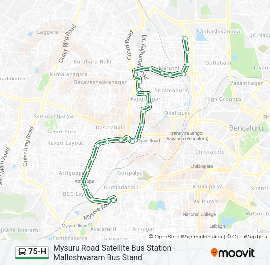 75-H Bus Line Map